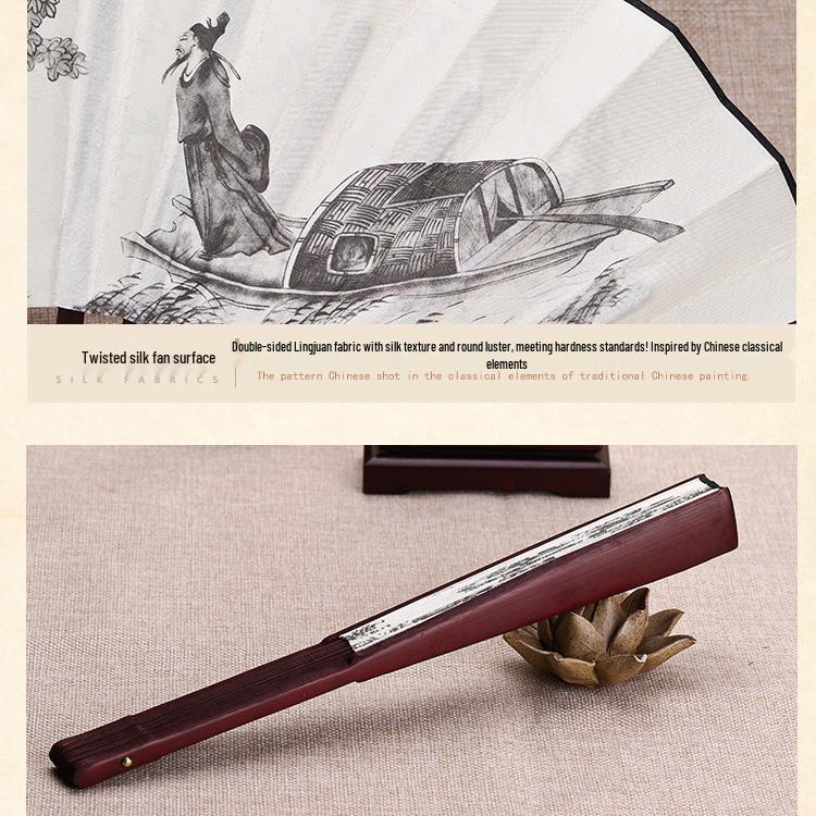 Men's Ancient Style Hanfu Bamboo Folding Fan - Silk Xuan Paper Summer Fan