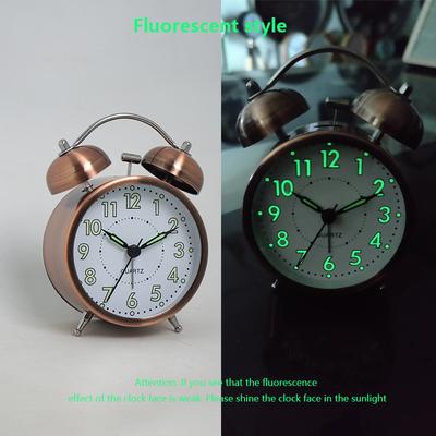 1 Stück 3 Zoll Vintage Metall Quarz Wecker Fluoreszierende Digitale Schreibtischuhr Hohe Lautstärke Klingelton Geeignet für Tiefschläfer