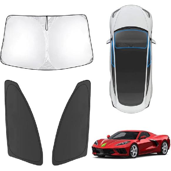 Karltys 3PCS Front And Side Windshield Sun Shade For 2015-2024 2025 Jeep Renegade, Reflective Window Sunshade Fit Renegade, Foldable Sun Shield Sun