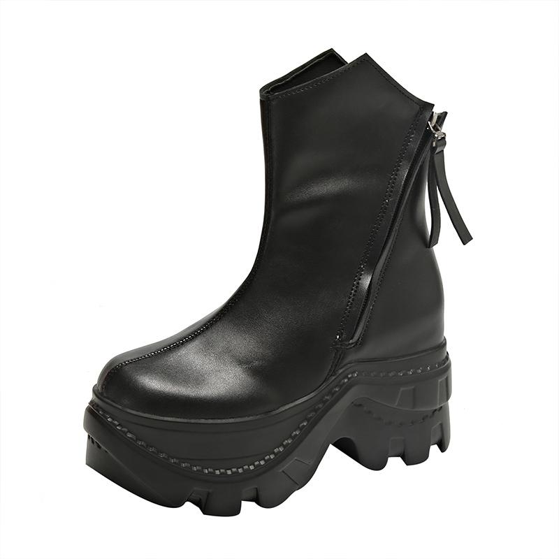 Platformní dámské kotníkové boty Módní kožené boty na vysokém podpatku Trend 2025 Designérské zipy Lodičky Gladiátorky Zimní Botas De Mujer