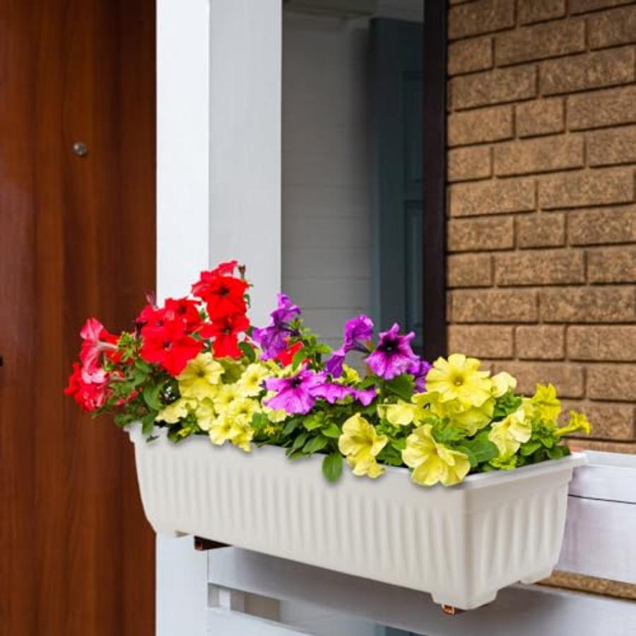 6 Packs 23 Inch Window Flower Box Extra Large Window Sill Herb Garden Long Rectangle Planter Plastic Boxes Outdoor with Drainag