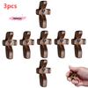 M-3Pcs Christian Prayer Handheld Wooden Cross with Heart Encouragement Gift Walnut Emotional Support Pocket-Sized