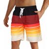 2026 Summer Men's Quick-drying Blue & White Stripe Beach Bermuda Shorts with Elastic Waist