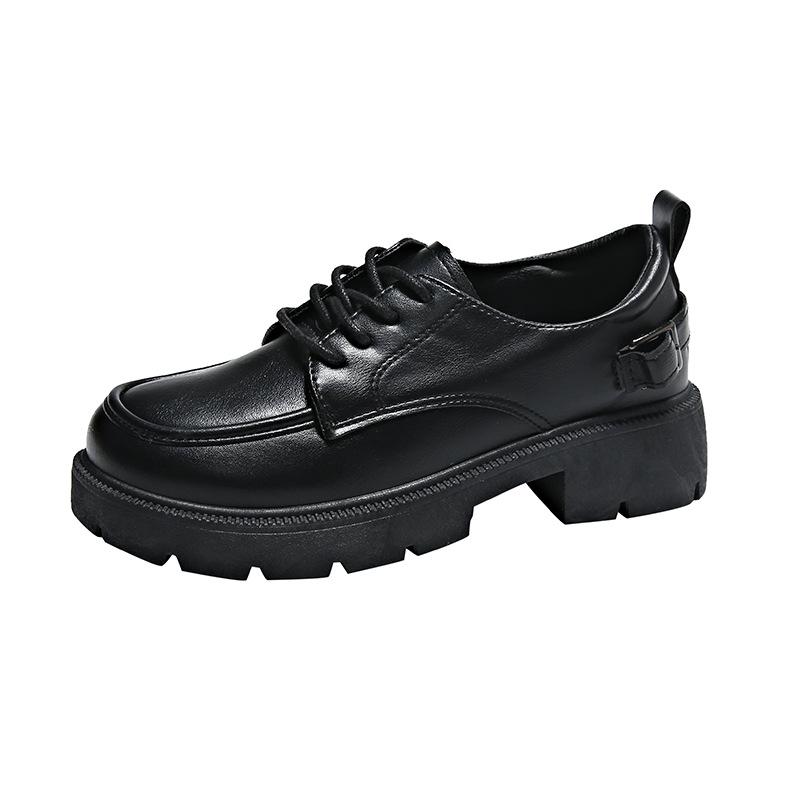 New loafers women's shoes leather surface 2025 spring solid color heightened platform student Korean version fashion campus K1802
