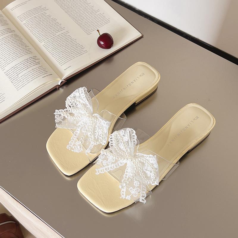 

Женские шлепанцы на толстом каблуке с юбкой, с бантом, летняя обувь на среднем каблуке, нескользящие, модные сандалии на мягкой подошве 40 жёлтый