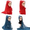 75x180cm Beads Pleated Hijab, Cotton Rayon Scarf Shawl