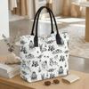  Christmas Print Tote Bag Casual Large Capacity Canvas Shoulder Bag for Daily Use