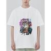 White T Shirt Wolf with Goggles and Gun Graphic Print Casual Streetwear Top for Men and Women