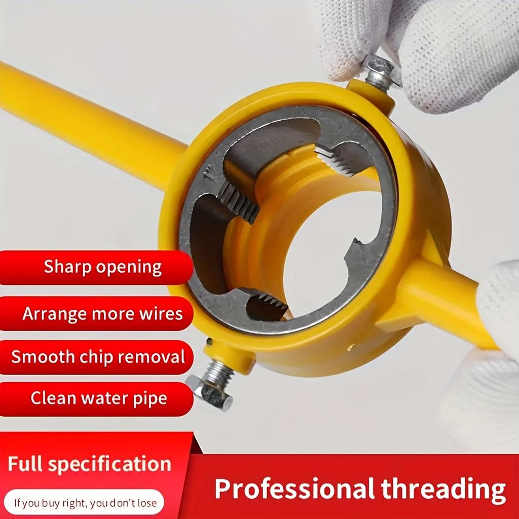 Water Pipe Die Set Metal & Plastic Tap Wrench Tool Kit, Easy Threading For Plastic Pipes,Various Sizes,Plumbing Essentials