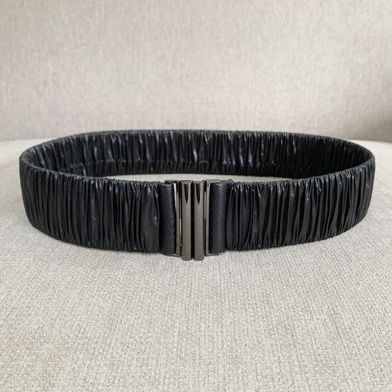 

Новая пуховая ткань, гладкий эластичный пояс, плиссированная эластичная поясная вставка, женский широкий пояс-стотник с пухом 64CM чёрный