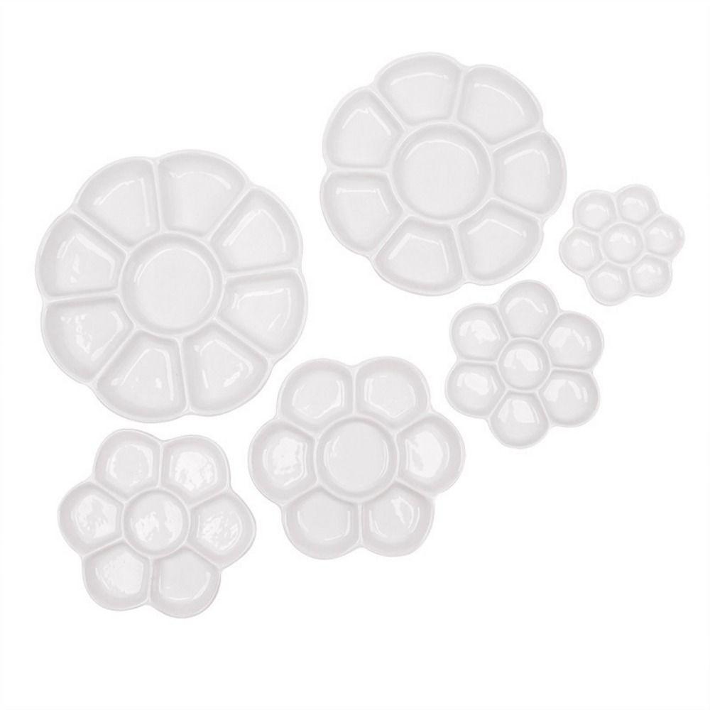 Portable Ceramic Paint Palette 6/7/8/9 Grids Porcelain Palette Mixing Colour Tray  Watercolor Dish