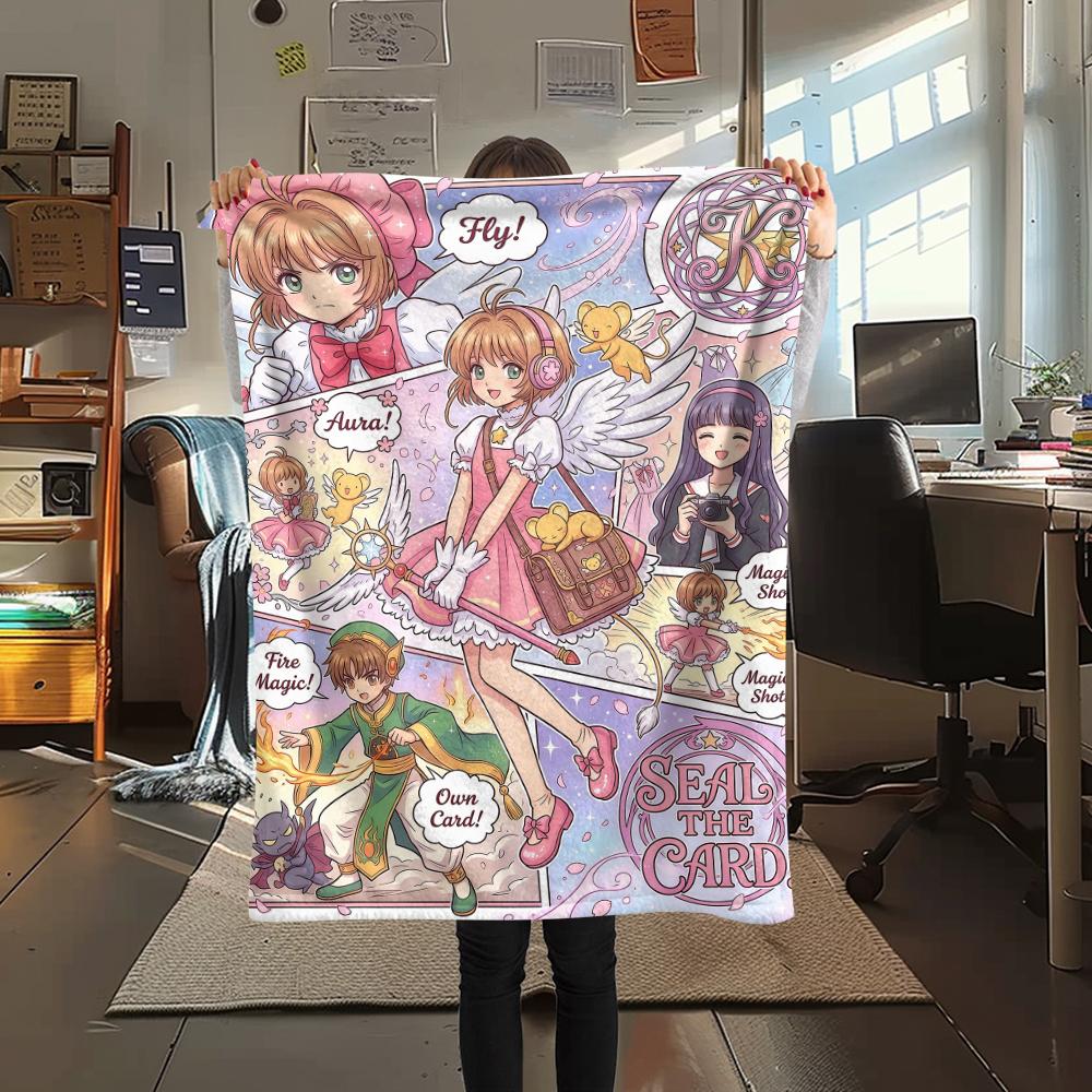 Cute Cardcaptor SakuraPrint Flannel Blanket, High quality Comfortable for All Seasons, Home Decor, Warmth and Comfort