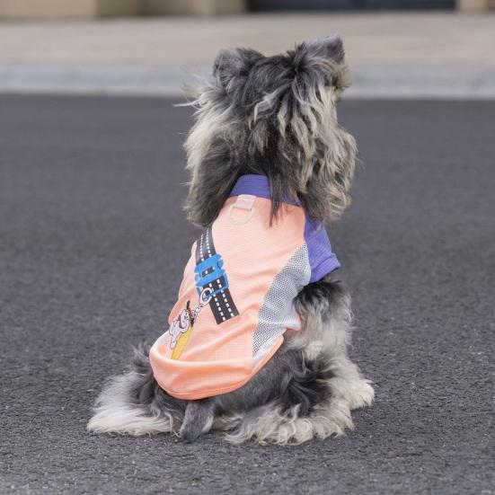 Mesh Dog T-Shirt Breathable Pet Clothes Contrasting Color Dog Shirt Summer Cool Dog Outfit with D-Ring for Small Dogs Puppies