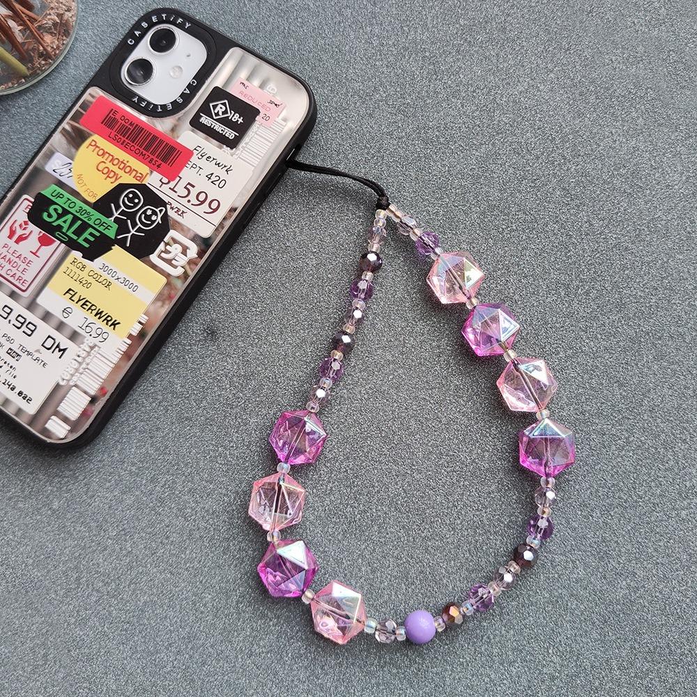 Crystal Phone Wrist Strap 30cm+5cm Detachable Anti Theft Phone Strap Chain Keychain Beaded Lanyard