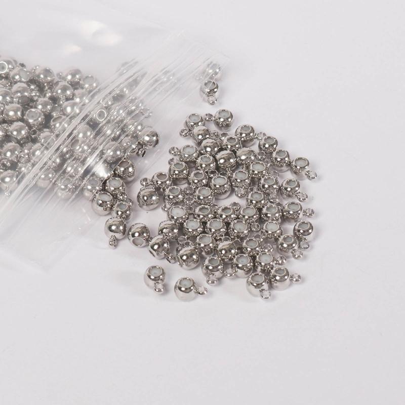 Set of 20 Silicone Plug Stopper Bead Spacer Beads for Necklaces and Bracelets Stainless Steel Jewelry Positioning Beads