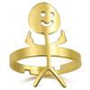 Dreamtimes Smiley Face Figurine Sign Language Rings for Women Men Adjustable Opening Stainless Steel Finger Stickman Couple Ring