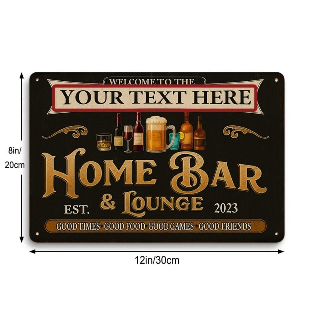 Personalisiertes Vintage-Metallschild Hausbar Wanddekoration