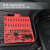 FOCSE 46 Pieces 1/4 Inch Drive Socket Ratchet Wrench Set, With Bit Socket Set, Metric And Extension Bar For Auto Repairing