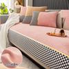 Corduroy Sofa Mat All-season Universal Cushion with Anti Slip Splicing Checkerboard Sofa Cover Soft Machine Washable Sofa Cover