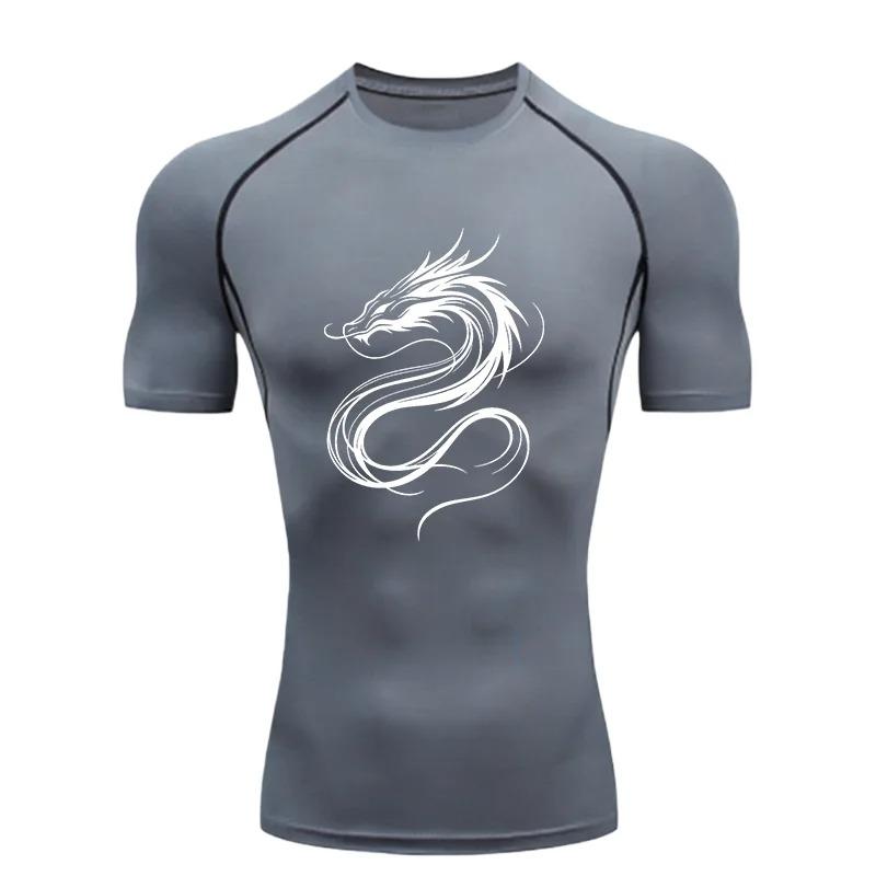 Men Sports T-Shirt Training Jogging Casual Running Workout Compression Fashion Athletic Tees Rashguard Men Short Sleeve Elastic Fitness Suit