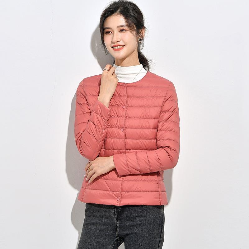 Light Down Jacket Women's Short Autumn and Winter Light Liner Wear Inner Round Neck Warm Large Size Coat