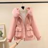 Corner buckle pie overcomes women's autumn and winter new thin down cotton clothes fashionable down thick fur integrated coat