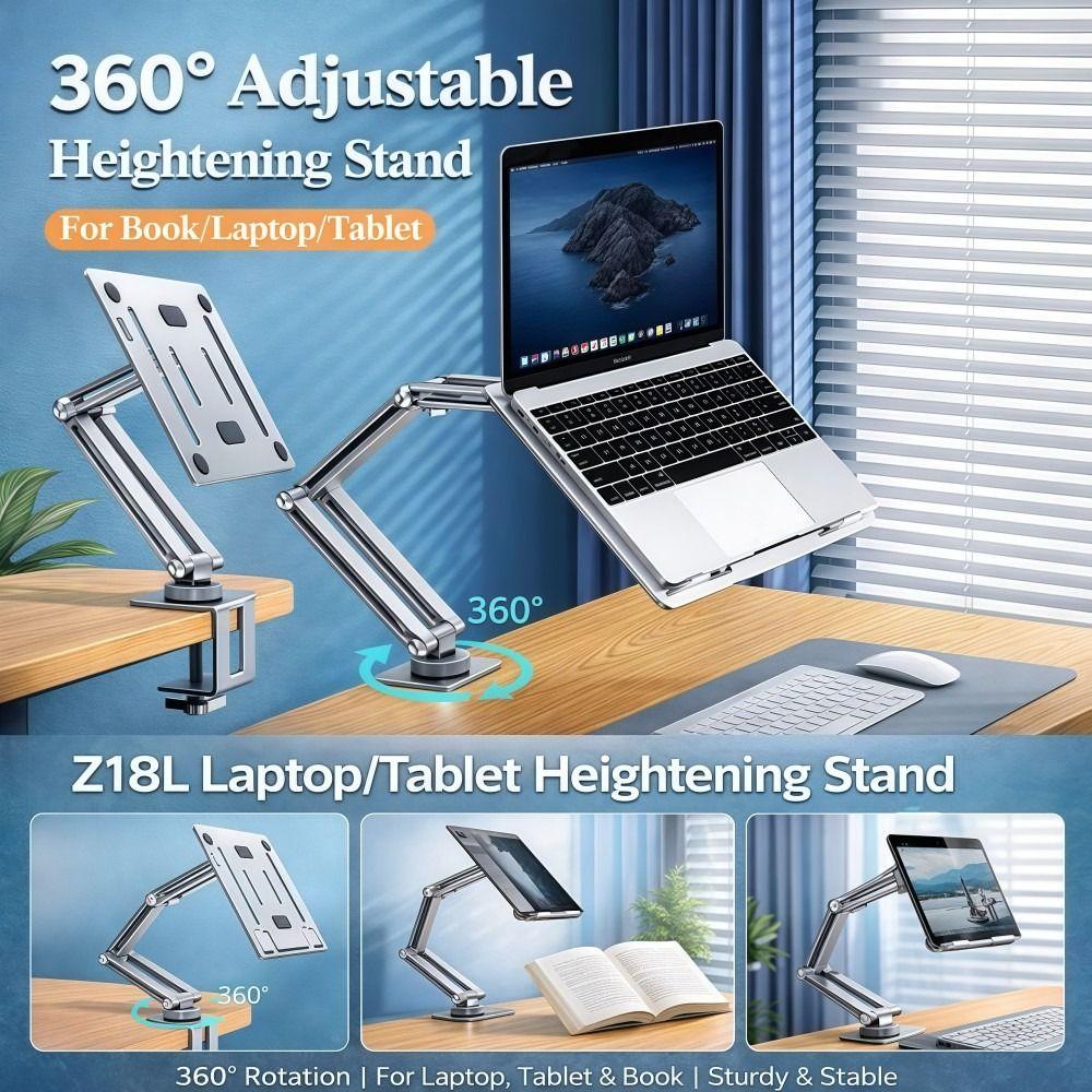 360°Rotatable Laptop Stand Single Arm Tablet Holder Laptop Desk Mount  For 17"Inches Notebook