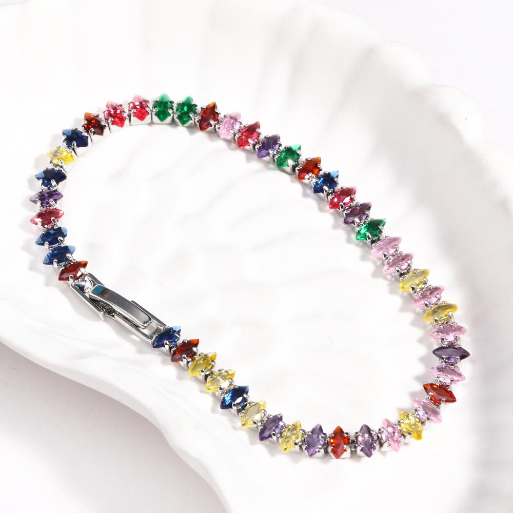 10 Colors Luxury CZ Tennis Cubic Zirconia Gold Silver Color Iced Out Chain Bracelet Bling Jewelry for Women Party Gift