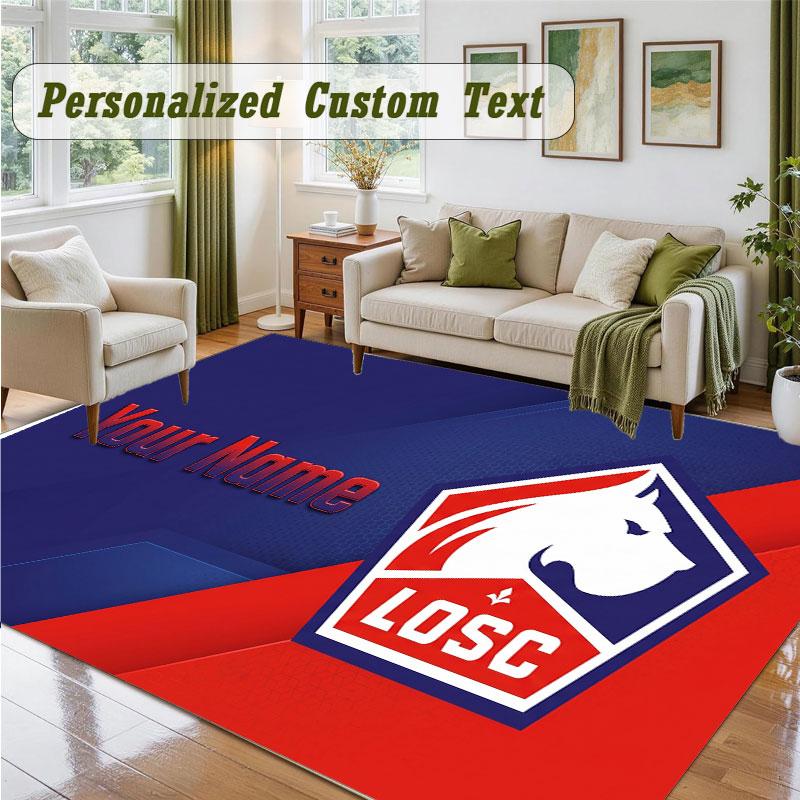 Crystal Velvet Square Rug Custom NameLOSC Lille FC Pattern Non Slip Home Floor Decor Rug