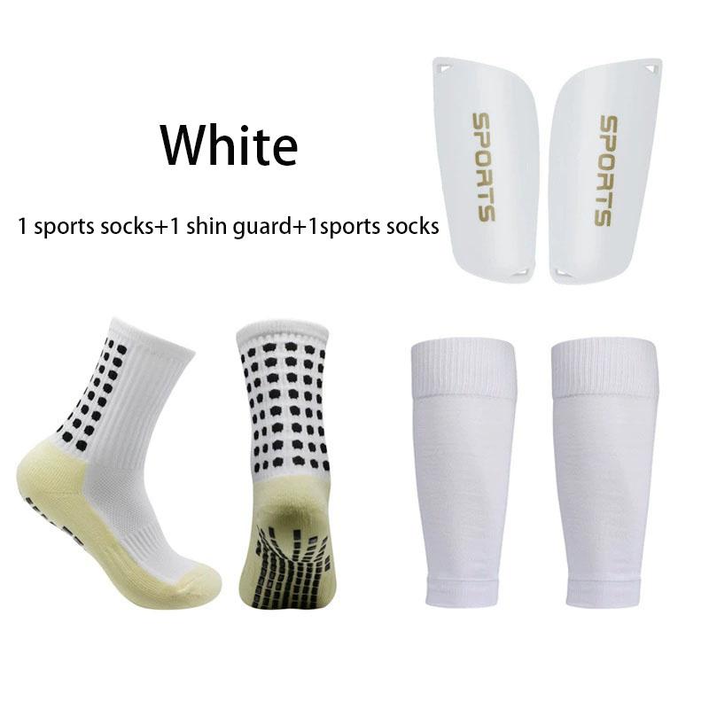 

3 Pcs/set Men s Football Socks Knee and Calf Sleeves Adult Anti Slip Leg Guards Basketball and Football Sports Accessories білий