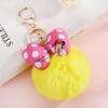 Minnie Plush Keychains Cartoon Polka Dot Bow Pom-Pom Key Ring Pendant Car Bag Ornament Girl Child Gift Toy