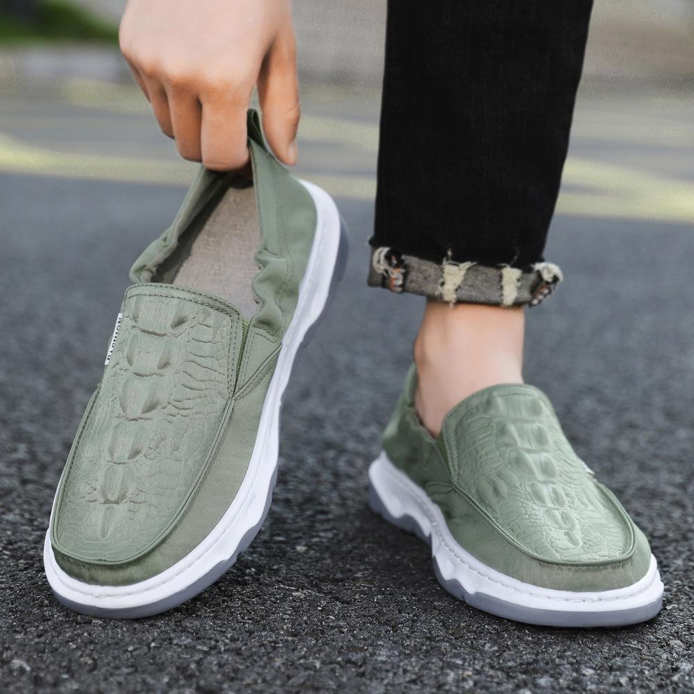 

Canvas men s shoes 2025 spring and summer new one-pedal cloth shoes ice silk upper breathable board shoes lazy shoes driving cloth shoes 39