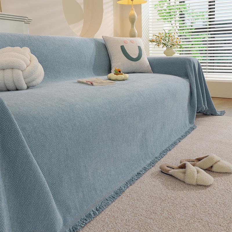 Modern Minimalist Chenille Herringbone Sofa Cover, Four Seasons Non-Slip Blanket