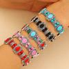 Retro Ethnic Double-row Turquoise Inlay Colorful Beads Bracelet for Women Summer Beach Bohemia Fashion Jewelry Accessories Gifts