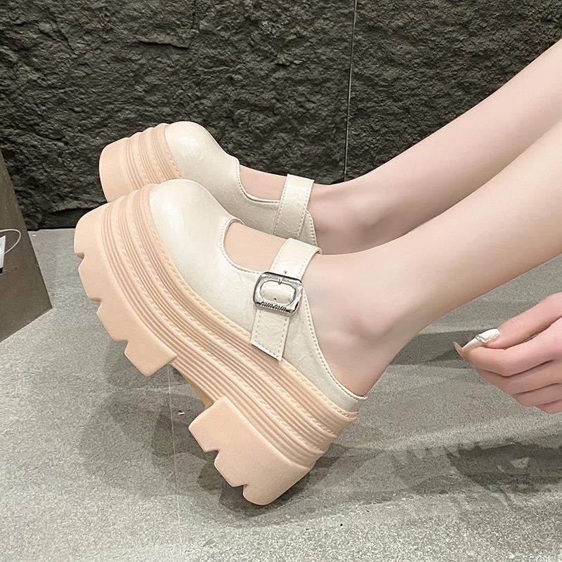 Fashion 10cm Pu Leather Platform Wedge Flats Summer Autumn Breathable Slip On Pumps Spring Synthetic Mary Jane High Brand Shoes