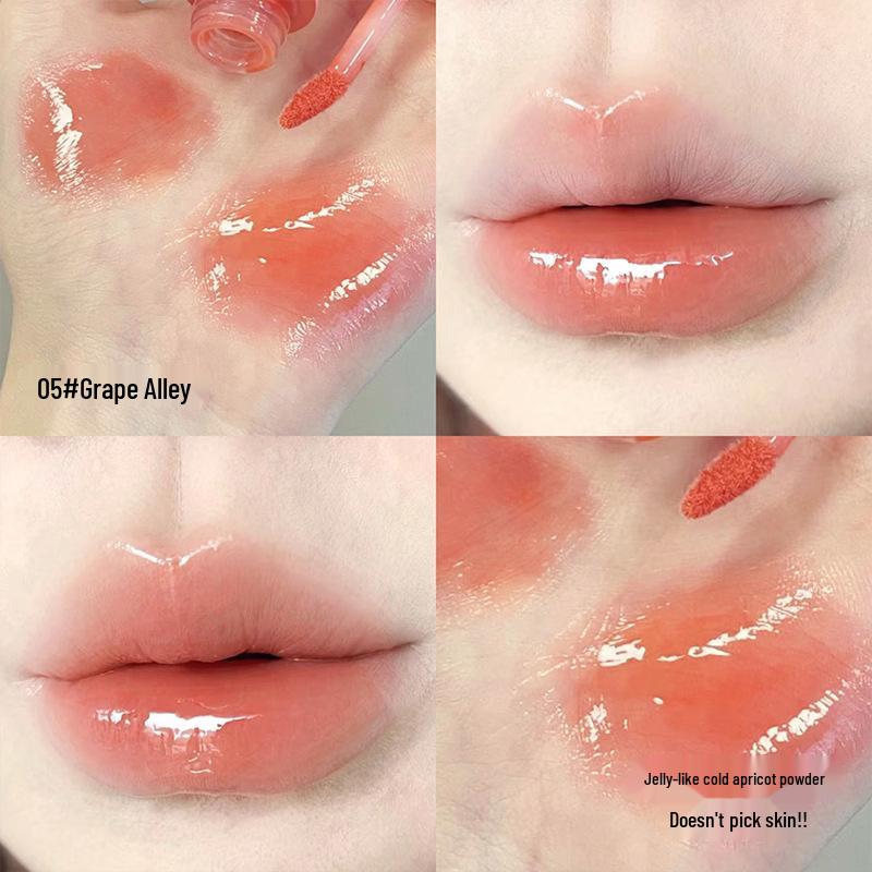 CACE Moisturizing Pink Plump Lips Lip Gloss: Cold Brew Wind Chime Mirror Finish, Watery Light, Non-Sticky.