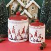 Nordic Santa Claus Ceramic Sealed Jar Creative Relief Christmas Ornaments Round Porcelain Storage Jar Coffee Seasoning Storage