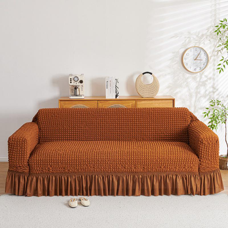 Four Seasons Wind Bubble Gauze Sofa Skirt, Thick & Fully Wrapped, High-End Elastic Cover for Lazy Person