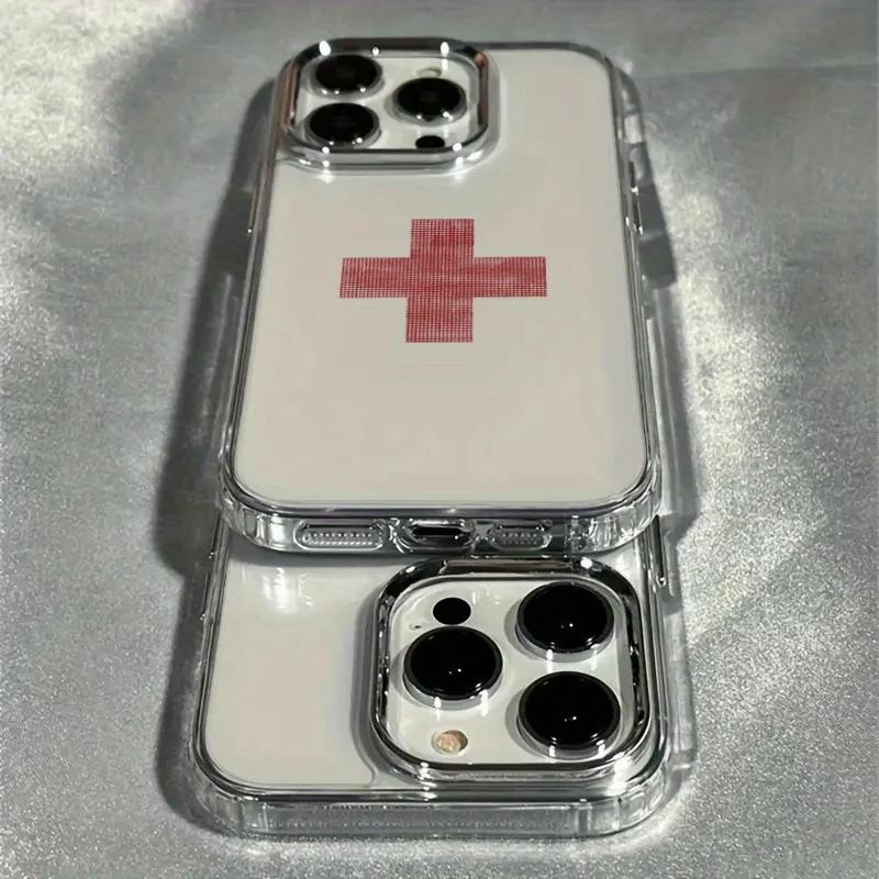 INS Retro Heißer Verkauf Rotes Kreuz Design Muster Handyhülle für iPhone 17 AIR 16 15 14 13 12 11 PRO MAX XSMAX XR 7 8 PLUS Y2K Hülle