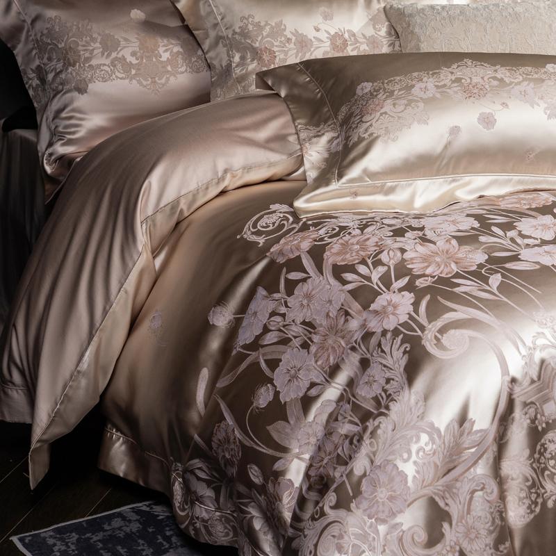 Svetanya Jacquard Satin Bedding Set Queen King Double Size Bed Linens Pillowcase Sheet Comforter Cover Set