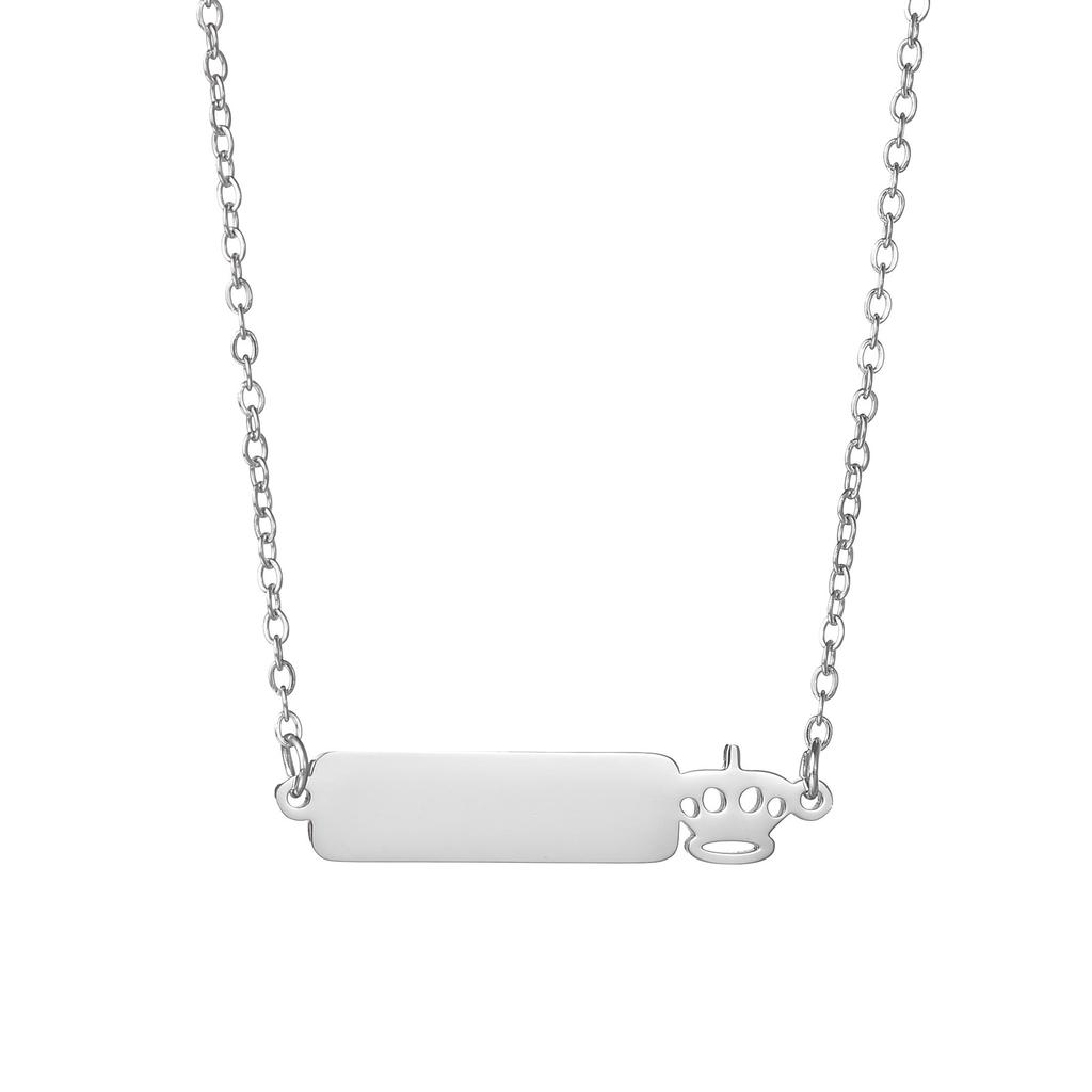 Atoztide Personalized Engrave Name Date Necklace Stainless Steel for Women Crown Heart Link Chain Pendant Jewelry Gift