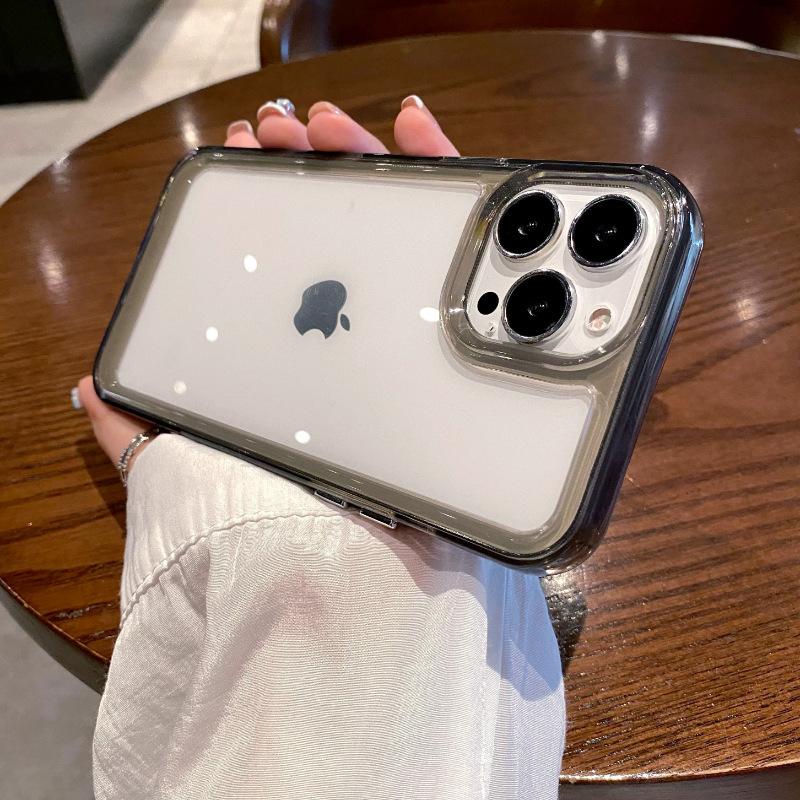 Applicable to iphone16ProMax mobile phone case, transparent space case, Apple 15 anti-drop and non-yellowing electroplating protective case.