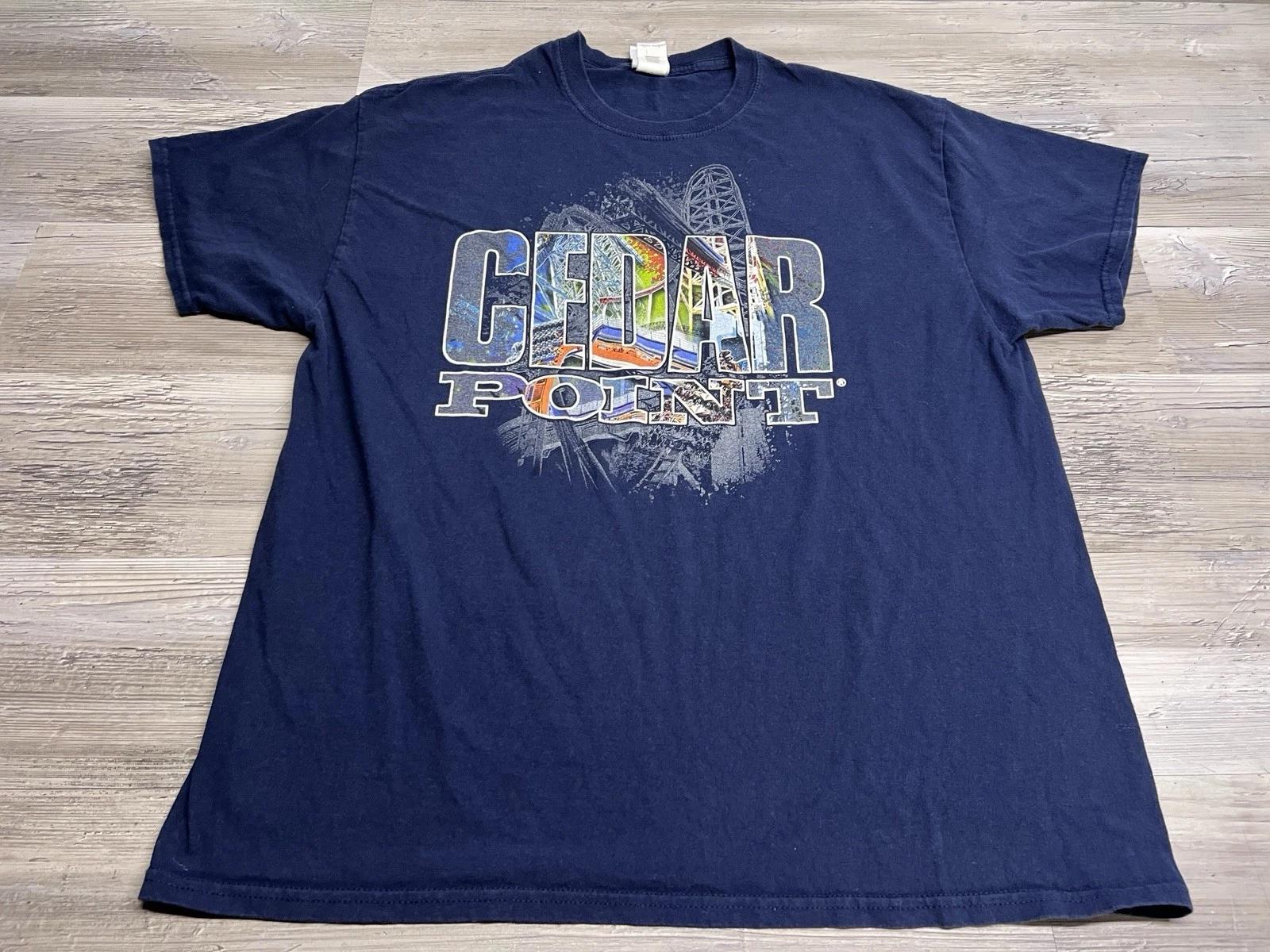 Vintage Cedar Point T-Shirt Y2K Theme Park Roller Coaster Tee Sz XL Short Sleeve 3XL