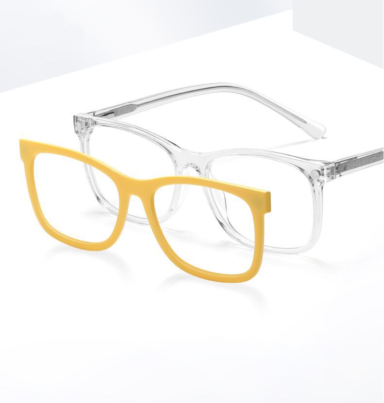 6 in 1 Multi-Color Clip Glasses Anti-Blue Light Fashion Matched With Prescription Glasses Frame Square TR Spring Hinge Glasses