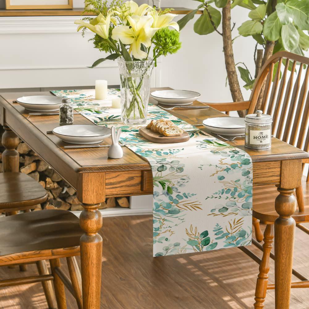 Hydrangea Butterfly Linen Table Runner - Colorful Floral Decor for Kitchen, Dining, or Party