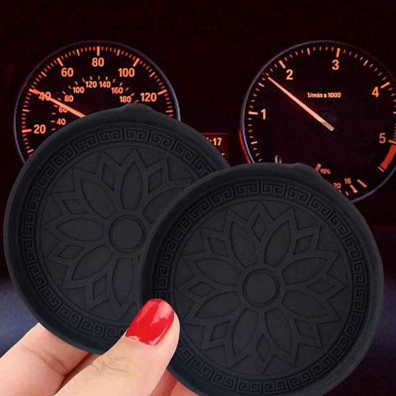 Черная круглая силиконовая подставка под стакан/кружку с 3D-рисунком, нескользящая, водонепроницаемая, пылезащитная, подходит для всех автомобилей чёрный