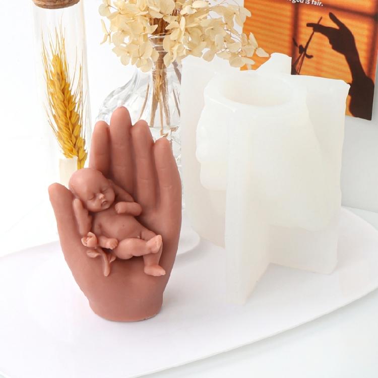 Baby in der Hand Kerzenform Schlafendes Baby Silikonform für DIY Seifen- und Kerzenherstellung