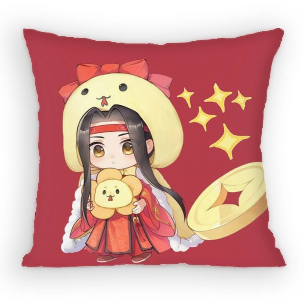 Grandmaster of DDemonic CCultivation PillowCase Antidustmite Pillowcase Invisible Zipper Silky Short Plush Sofa Cushion Cover