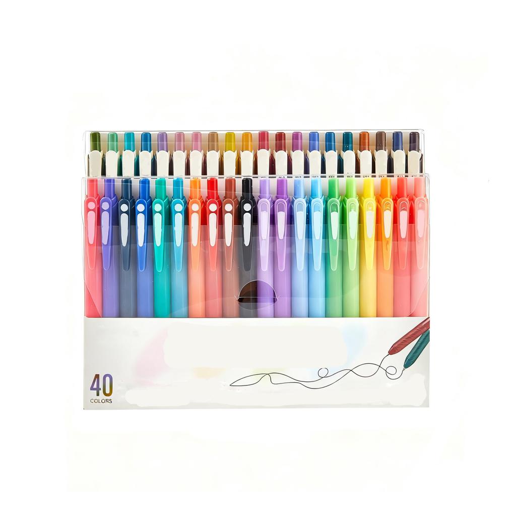 40 Stylos Neutres Rétractables Colorés Avec Haute Valeur Esthétique Pour Croquis et Dessin Étudiant, Séchage Rapide et Encre Longue Durée, 20 ml