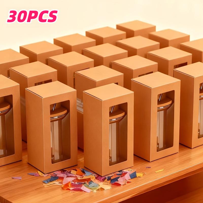 30-Pack Yellow Kraft Paper Gift Boxes for 10oz 20oz 30oz Flat Bottom Tumblers Window Flat Bottom Glass Jars Gift Packaging Boxes